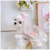 Vestido de Algodón de Invierno para Mascota, Vestido Acolchado para Bichón Maltés con Lazo Grande, Ropa de Polar para Perros Pequeños Yorkshire