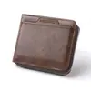 Nueva billetera portátil para hombre de estilo vintage, superventas transfronteriza, tarjetero y porta licencia de conducir, monedero pequeño con cremallera de gran capacidad