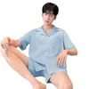 Pijama de algodón puro para hombre, modelo nuevo 2026, adecuado para primavera y otoño, se puede usar afuera, conjunto de ropa para el hogar de manga larga tipo cárdigan para cuatro estaciones para hombre