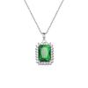 Estilo europeu e americano 925 prata retangular artificial colar esmeralda artificial pingente verde elegante elegante de luxo feminino clavícula corrente