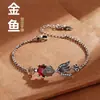 Exquisite moda Vintage prata tailandesa Granada moeda de cobre peixe dourado pulseira feminina personalizada simples presente de Dia dos Namorados joias