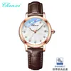 Reloj Dawn genuino para mujer, reloj mecánico automático de moda con incrustaciones de diamantes, reloj mecánico luminoso con calendario resistente al agua