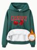 Suéter com capuz casual transfronteiriço europeu e americano ebay com estampa CHERRY novo simples pulôver manga longa top feminino em estoque