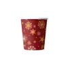 Platos de papel desechables, vasos, pancartas, manteles, decoraciones colgantes con tema navideño de copo de nieve rojo y verde, Feliz Navidad