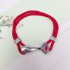 Pulsera de cuerda roja auspiciosa de plata de ley 990 para hombres y mujeres, pulsera vintage para parejas, joyería de cuerda tejida a mano
