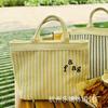 Bolso de lona portátil para mujer, estilo coreano, profesional, a rayas, sencillo, para estudiantes