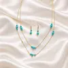 AliExpress Juego de Joyería Retro Europeo y Americano Turquesa Redonda Multi-capa Collar Pendientes para Mujer