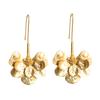 Pendientes de estilo europeo y americano con diseño exagerado de flores largas y ganchos para la oreja, sencillos y dorados, para mujer