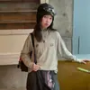 Moletom soltinho estilo coreano com gola alta para meninas, novo top da moda outono 2026 de manga comprida para crianças