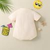 Enterizo de Verano para Bebés y Niños Pequeños, Algodón Elástico, Absorbente de Sudor, Transpirable, Estampado de Letras, Manga Corta, Cuello Redondo, Triángulo, Hecho Exclusivamente de Algodón