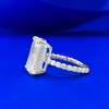Anillo Rectangular de Plata S925 Nueva Corte Esmeralda Simulada 9*14mm Cruzado Modelo de Joyería Mujing Europeo y Americano