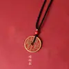 Colgante de Gasto Fantasma de la Montaña de Cinabrio Moneda Antigua China Cadena de Teléfono Móvil de Latón Collar Hecho a Mano Llavero Colgante