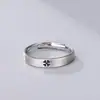 Anillos de Pareja de Trébol de Cuatro Hojas de Plata de Ley S925, un Par de Anillos Ajustables de Hoja Cepillada, Anillos Simples de la Suerte al por Mayor
