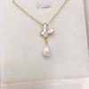 Colgante de perla de agua dulce natural Zhuji con forma de mariposa, concha marina y madre de fritillaria, collar de perlas de fuente al por mayor