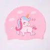 Gorro de baño de silicona con dibujos animados para niños y niñas, de pelo largo, impermeable, con protección para los oídos, bonito gorro de baño, equipo de natación