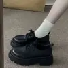 Zapatos Pequeños de Cuero con Suela Gruesa Estilo Británico para Mujer Nuevos Mocasines Ligeros Versátiles Mary Janes de Primavera Zapatos Negros JK de Aumento de Altura