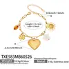Estilo Novo Europeu e Americano Coração Texturizado Dupla Face Pingente DIY com Múltiplos Acessórios Conjunto de Pulseira e Colar Aço Inoxidável Banhado a Ouro Real 18K