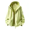 Chaqueta de alta calidad 3 en 1 a prueba de viento para deportes al aire libre y ropa de trabajo con capucha, adecuada para parejas y equipos, y personalizable con un logotipo