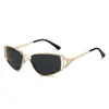 Moda Chicas Calientes Nuevo Estilo Sensación de Alta Gama Montura Curva Gafas de Sol para Mujeres Europeas y Americanas Huecas Versátiles Fiesta Gafas de Sol de Moda