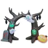 Arco Inflable de Halloween de 2.4 m Calabaza Fantasma Lápida Árbol Muerto Modelo de Aire Patio Decoraciones Luminosas LED Adornos