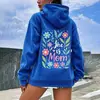 Moletom com Capuz para Exportação Transfronteiriça Masculino e Feminino Ela é Mãe Estampa de Flores Moletom Largo