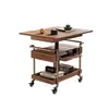 Mesa de Centro para Sala de Estar de Nogal con Almacenamiento, Móvil, Altura Ajustable, Plegable, Estilo Vintage, Carrito Pequeño con Ruedas