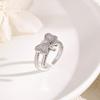 Moda Europea y Americana Anillo Abierto Sencillo de Cobre Chapado en Oro de 18k con Circonita Lazo Personalidad de Mujer Tendencia Temperamento Anillo de Doble Capa