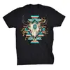 Transfronteiriça Verão 2026 Novo Estilo Manga Curta Estampada Alta Qualidade Camiseta Masculina Design Personalizado com Caveira Colorida Tendência