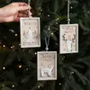 Novo pingente de placa de madeira com estampa quadrada de pelúcia vazada, ornamento de pendurar para decoração de árvore de Natal, arranjo de cena de rena
