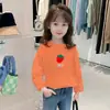 Roupa Infantil Versátil de Algodão Puro, Camiseta Manga Longa para Meninas, Top Camada Base para Crianças Maiores e Estudantes, Roupa para Primavera e Outono, Roupa Íntima Tendência