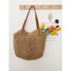 Bolso Popular de Paja Tejida para Internet para Mujer 2025 Nuevo Vacaciones Marinas Playa Bolso Tejido de Gran Capacidad Trabajo Hombro Tote
