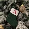 Decoración Navideña Nueva Transfronteriza Suministros Calcetines Tejidos de Letras Verdes Calcetines de Lana Bordados Calcetines Navideños Bolsas de Regalo