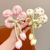 [Crianças] Tiara de Flor Tulipa de Primavera Doce e Fofa Acessório de Cabelo Tridimensional Meninas Tiara com Bolas Acolchoadas de Algodão