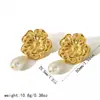 Pendientes de Perla y Flor Estilo Francés para Mujer Nicho Combinan con Todo Estilo Ins Lujo Ligero Vintage Flor 18K Oro Pendientes Pendientes Pendientes