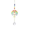 Sino de Vento para Pátio Pingente de Cristal Pegador de Sol Borboleta Abelha Arco-Íris Peça de Metal Pingente de Conta Colorida Suprimento Transfronteiriço