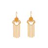 Yuebao Jewelry S925 Prata Esterlina Banhado a Ouro Cera de Abelha Vintage Ruyi Brincos de Borla Estilo Nacional Longo All-match Elegante Gancho de Orelha