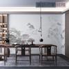 Pintura de Paisagem Chinesa Papel de Parede Estilo Retrô Chinês Decoração de Entrada Parede de Fundo de Sofá Tecido de Parede Papel de Parede para Restaurante de Hóspedes Sala de Chá