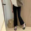 Pantalones casuales negros acampanados para mujer, nuevo producto de verano 2026, delgados, estilizan, de cintura alta, con caída, aptos para petite, ligeramente acampanados