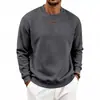 Moletom Masculino Casual Oversize Cor Sólida Gola Redonda com Logo de Silicone, Veludo Adicionado, Pesado, Solto, Europeu e Americano, Outono e Inverno