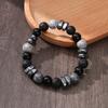 Pulsera de Cuentas de Piedra Volcánica Natural de Venta Caliente Transfronteriza Piedra Copo de Nieve para Hombre Retro 10/8mm Cuentas Elásticas Pulsera de Pareja