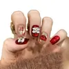 Uñas Portátiles Hechas a Mano Estilo Danza del León de Año Nuevo, Parches de Uñas Falsas Cortas Estilo Ins, Parches para Uñas Puros Hechos a Mano
