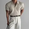 Suéter de punto de manga corta, camisa POLO retorcida, camiseta de negocios con cuello, venta al por mayor transfronteriza, camisa de hombre de punto retorcido sin arrugas de manga corta