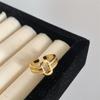 Anillo de metal cepillado, estilo nacional, ligero, lujoso, vintage, medieval, con tachuelas doradas, estilo retro, para el dedo índice.