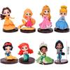 8 Piezas de Adornos Sólidos de Decoración para Pastel de la Pequeña Princesa Blanca Nieves Bella Elsa Sirena Decoración para Pastel