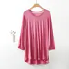 Camiseta de Verano Fina de Modal de Nueve Mangas para Mujer con Cuello en V Talla Extra Grande Top Holgado Casual Camiseta Base para Aire Acondicionado
