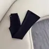 Pantalones de Terciopelo Negro Acampanados para Mujer Tendencia Otoño e Invierno 2025 Nuevos de Cintura Alta Aspecto Delgado Adelgazante Pantalones Acampanados Elásticos