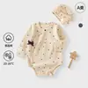 Ropa de Bebé Manga Larga Estilo Ins Clase A Algodón de Otoño Pelele Mono para Bebé Recién Nacido con Gorro