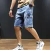 Shorts de Mezclilla Finos de Verano para Hombre Talla Grande Pierna Recta Suelta Estilo Coreano Pantalones de Cinco Puntos Modernos Casuales Shorts con Múltiples Bolsillos para Hombre