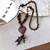 Colar de Flores de Casca de Coco com Contas Estilo Boho Retrô Corrente para Suéter Estilo Étnico Feminino Acessórios Longos de Férias