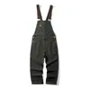 OKONKWO Pantalones de Lona para Leñadores de Exterior Ropa de Trabajo Correas Peto Rayado de Ferrocarril Ami Khaji